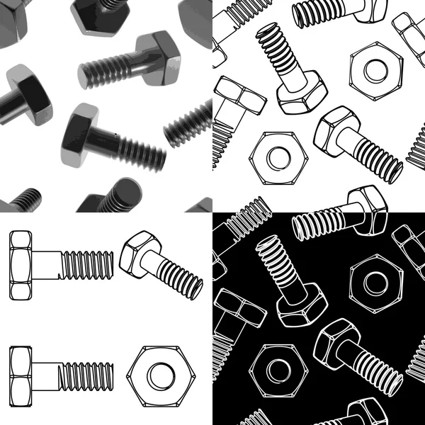 Porcas e parafusos conjunto —  Vetores de Stock