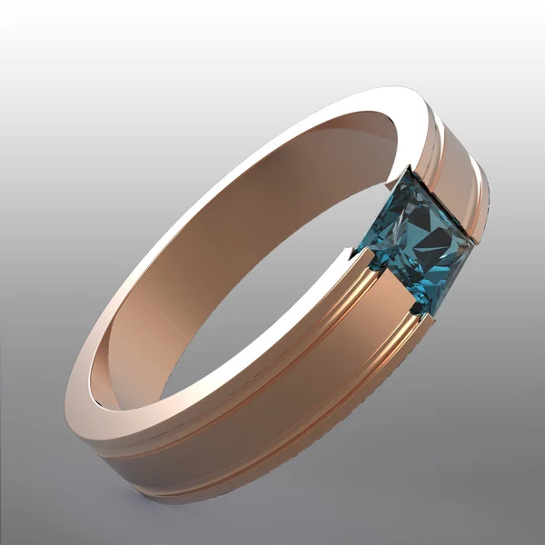 Aquamarine solitaire engagement ring — Stock Photo, Image