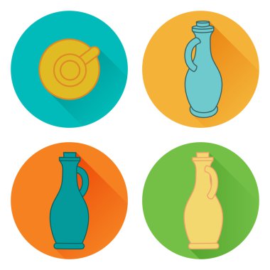 Zeytinyağı düz simgeler