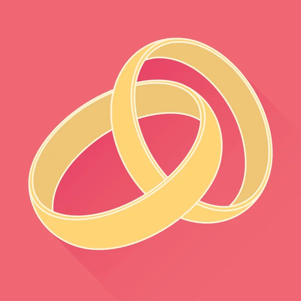 Vector wedding rings icon. Flat design — Stock Vector