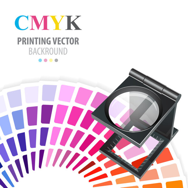 Magnifying glass standing on color guide