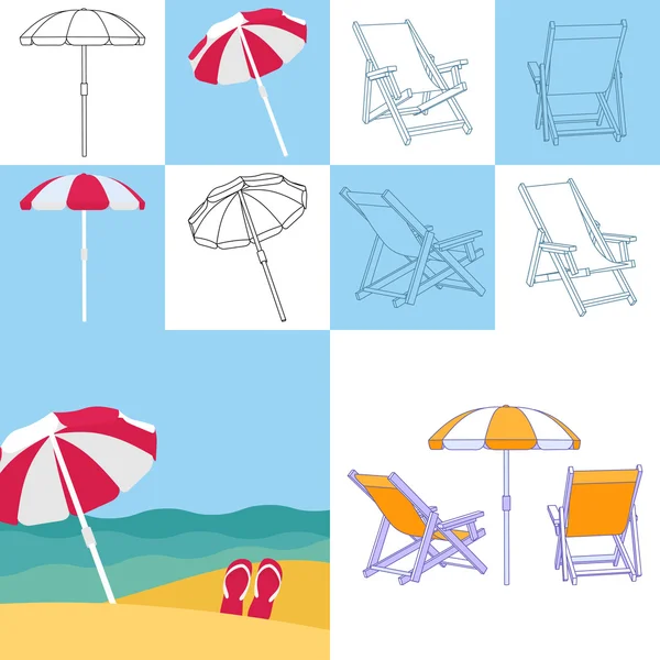 Conjunto de iconos de vacaciones de verano — Archivo Imágenes Vectoriales