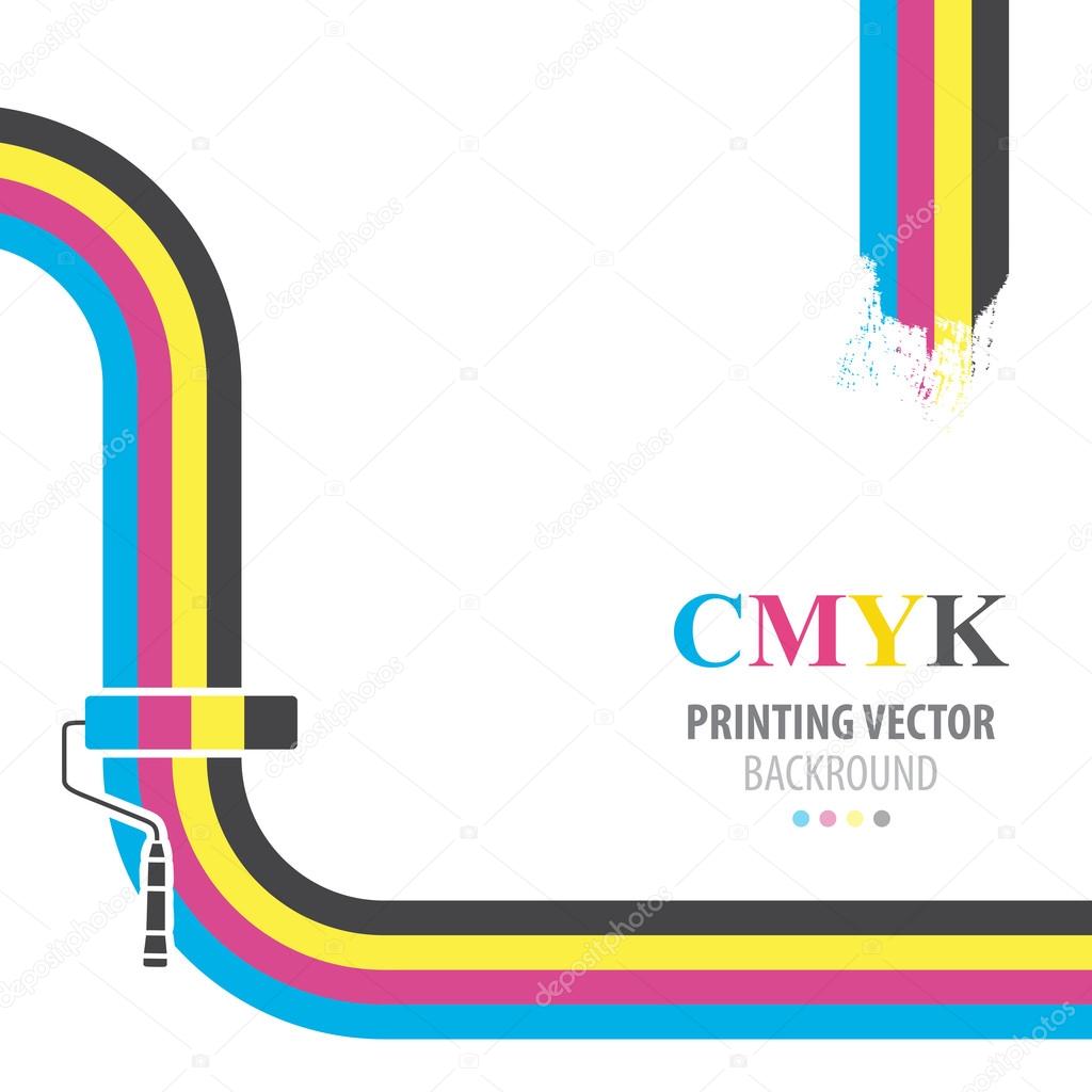 CMYK vector background. Print colors paint roller.