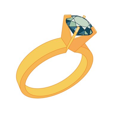 Wedding ring vector icon. Flat design clipart