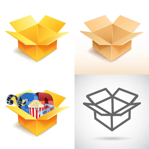 Conjunto de iconos de caja de cartón — Vector de stock