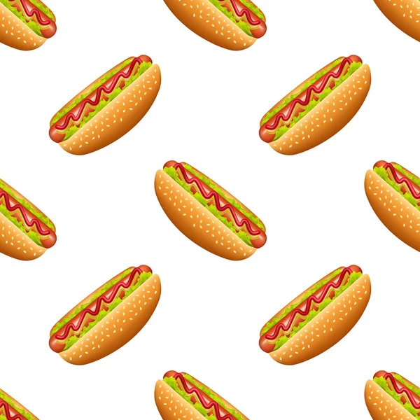 Seamless pattern with hot-dog — Stock Vector