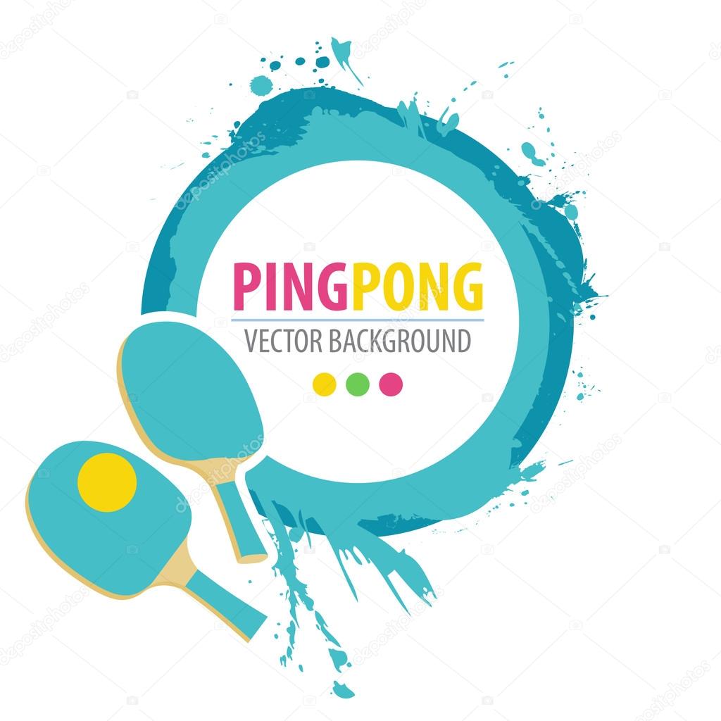 Ping-pong rackets and ball on grunge background. 