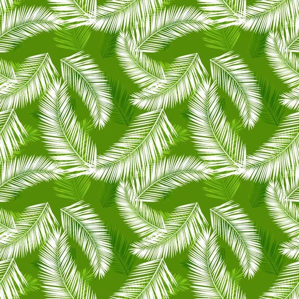 Hojas de palma tropical patrón vectorial sin costuras — Vector de stock