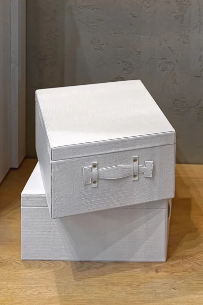 Two white boxes — Stock Photo, Image