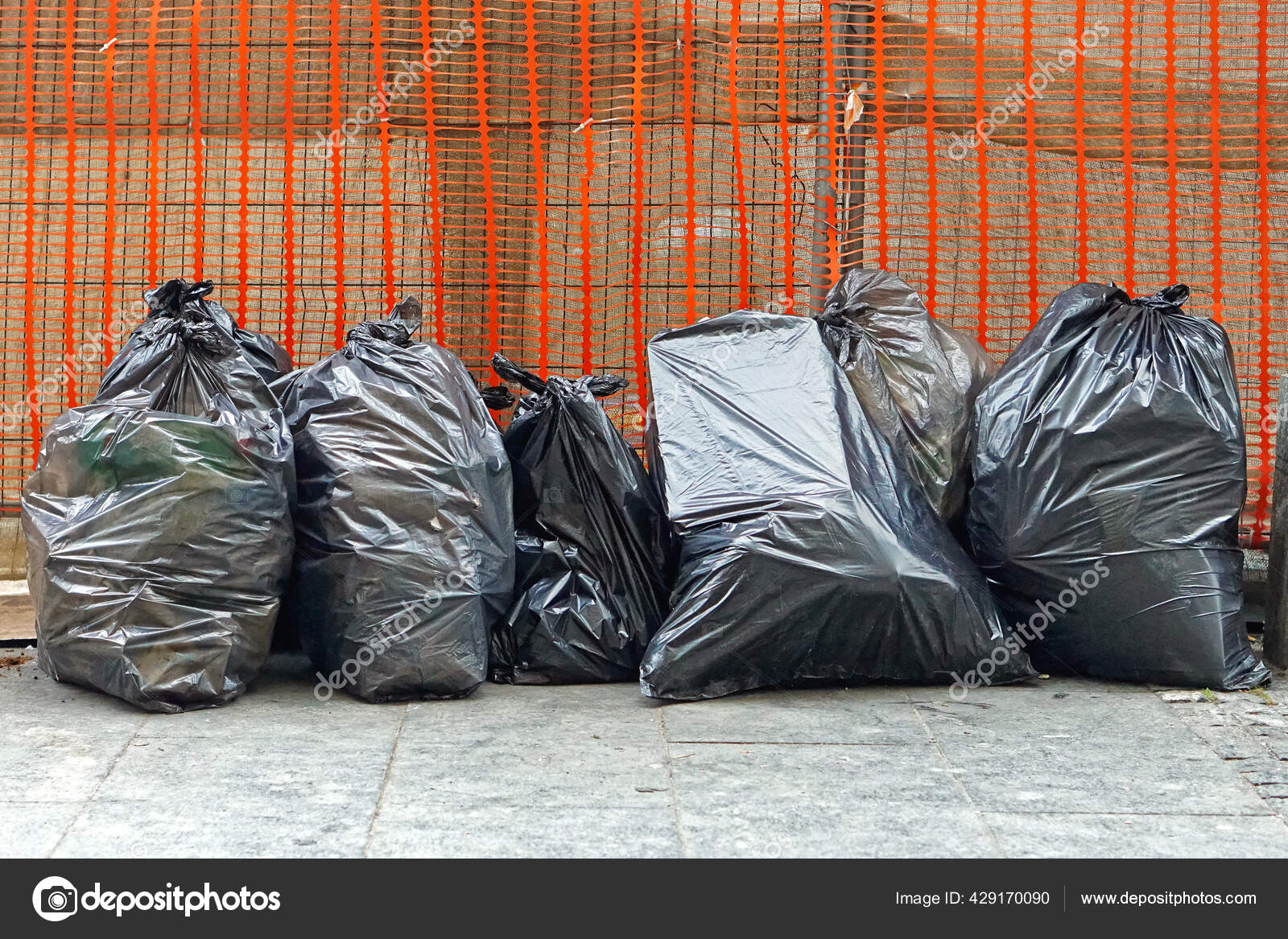 Big Blacks Garbage Bags Full Trash Collection Stock Photo by