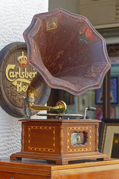 Atenas Grécia Maio 2015 Seu Gramofone Antigo Master Voice Venda — Fotografia de Stock