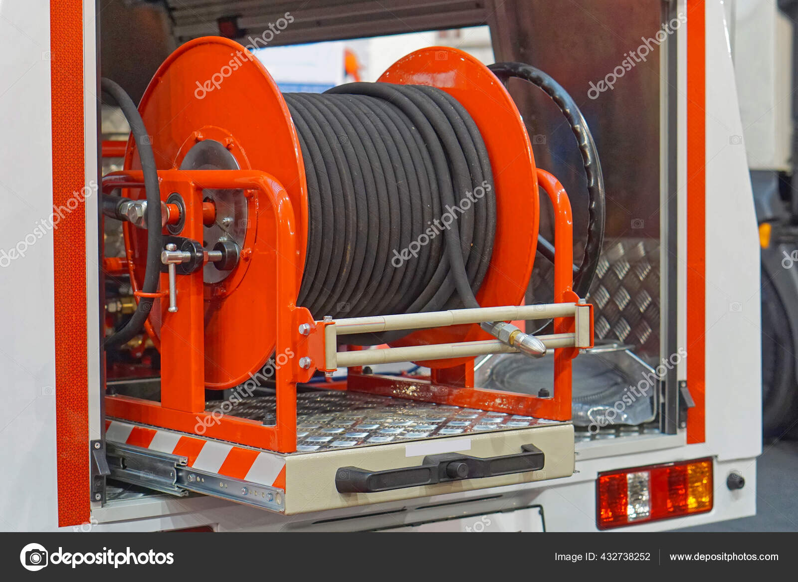 High Pressure Fire Hose Reel Truck Engine Stock Photo by ©Bradatata  432738252