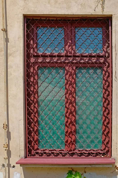 Старе Вікно Брусами Захист Будівель — стокове фото