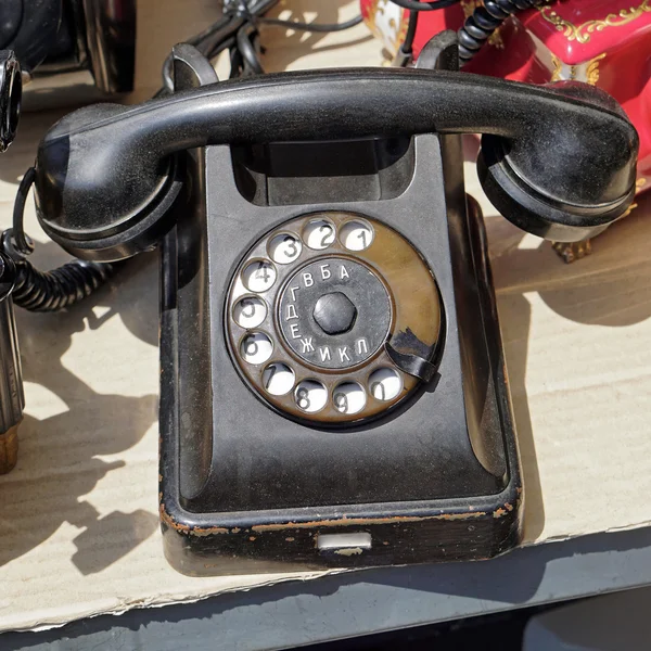 Retro siyah telefon — Stok fotoğraf