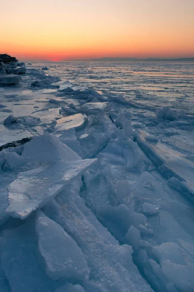 Solnedgång Över Havet Som Täckt Med — Stockfoto