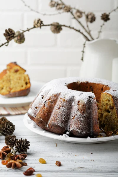 Kerst cake op plaat — Stockfoto