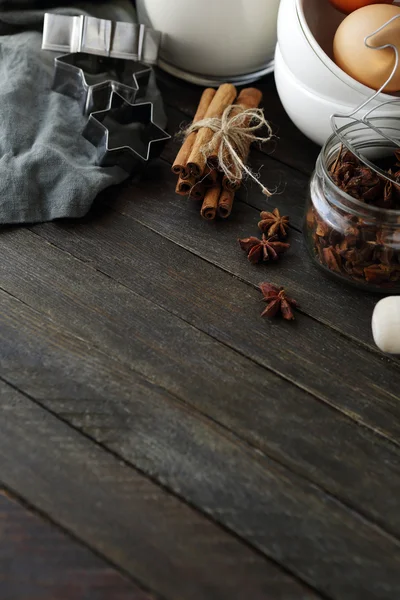 Cuire des biscuits de Noël fond — Photo