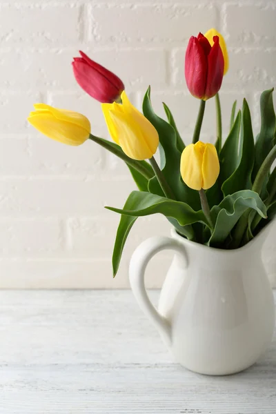 Beautiful tulips in vase — Stock Photo, Image