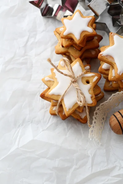 Homemade Christmas star cookies top view — Stock Photo, Image