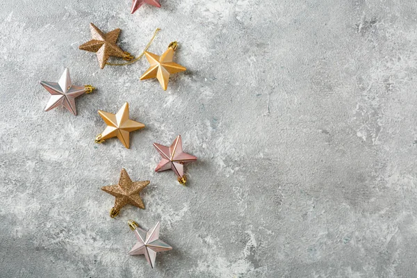 Decorações Forma Estrela Natal Cima Fundo Prata — Fotografia de Stock