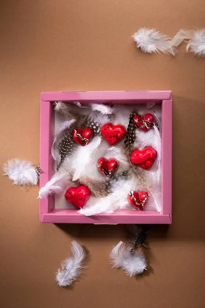 Liebeskonzept Overhead Ansicht Von Valentinstag Bonbons Geschenkbox — Stockfoto