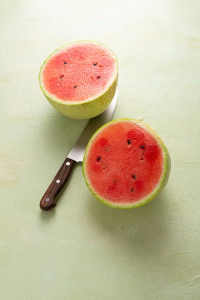 Two Halves Watermelon Light Surface — Stock Photo, Image