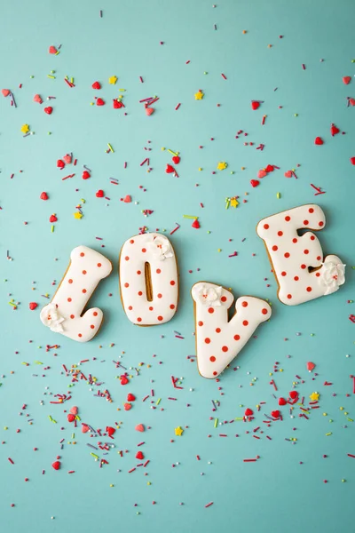 Tarjeta Felicitación San Valentín Cartas Comestibles Hechas Mano Amor —  Fotos de Stock