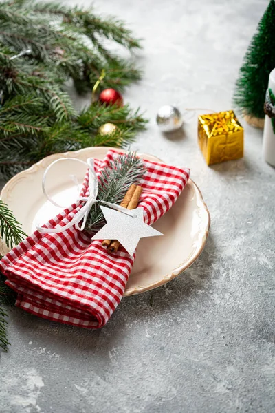 Christmas Holidays Table Setting Details — Stock Photo, Image