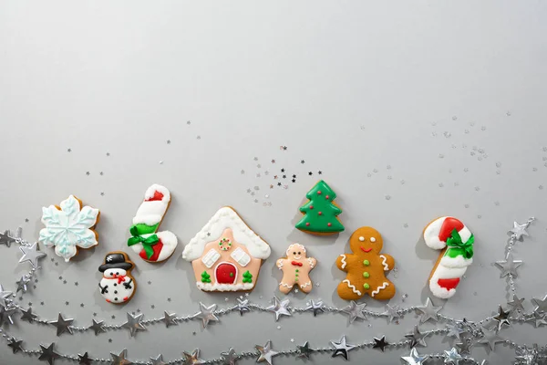 Julen Semester Och Gåva Koncept Kopiera Utrymme Pepparkakor Cookies — Stockfoto