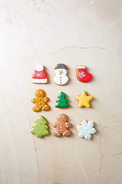 Joyeux Noël Concept Biscuits Décorés Avec Glaçage — Photo