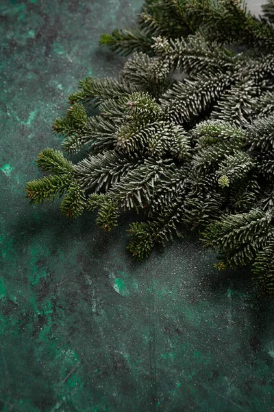 Grüner Urlaubshintergrund Mit Immergrünem Zweigkopierraum — Stockfoto