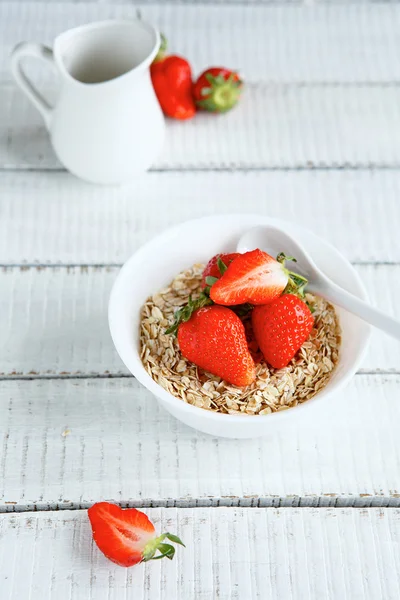 Breakfast in a white bowl — Stock Photo, Image