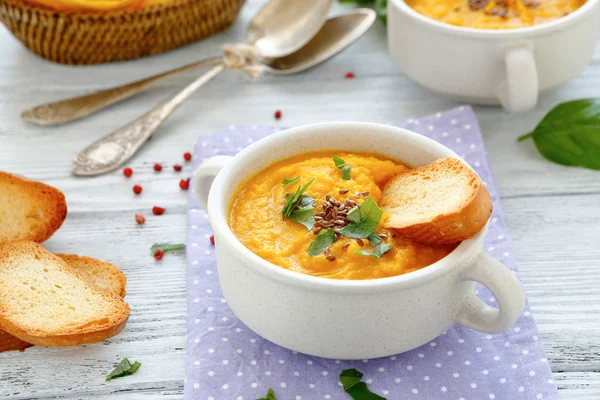 Dense soup mashed carrots — Stock Photo, Image