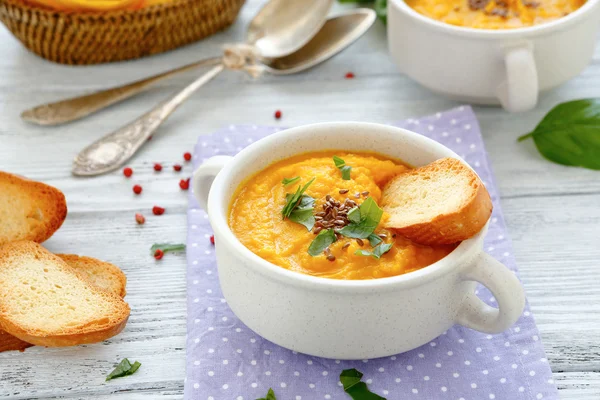 Dense soup mashed carrots — Stock Image Dense soup mashed carrots Stock Picture
