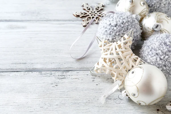 Christmas decorations in silver — Stock Photo, Image