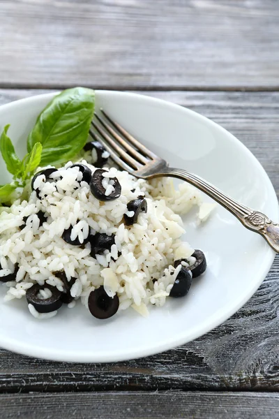 Rice with black olives — Stock Photo, Image