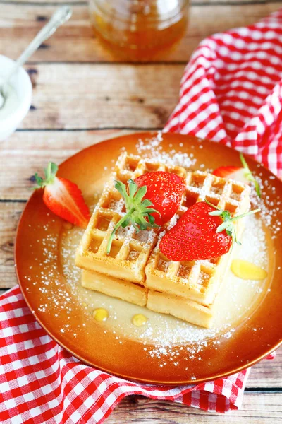 Tasty waffles on a plate — Stock Photo, Image