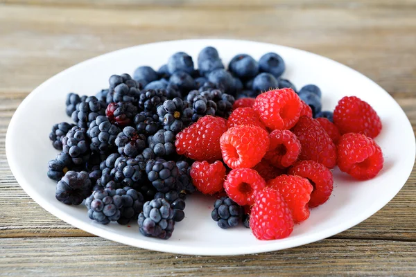 Wild berries on a white plate — Stock Photo, Image