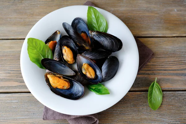 Mussels in sauce — Stock Photo, Image