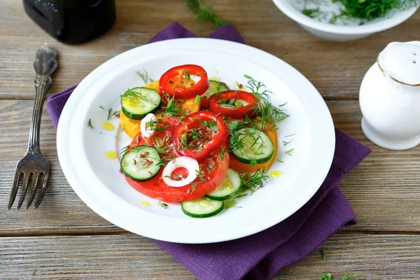 Salada fresca com tomate e pimenta — Fotografia de Stock