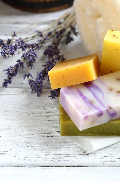 Tvålar med lavendel hygieniska — Stockfoto