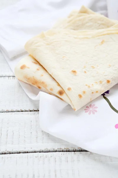 Pita bread on a napkin — Stock Photo, Image