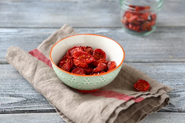 Sun dried cherry tomatoes in a bowl — Stock Photo, Image