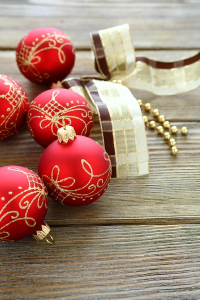 Christmas balls with ribbon — Stock Photo, Image