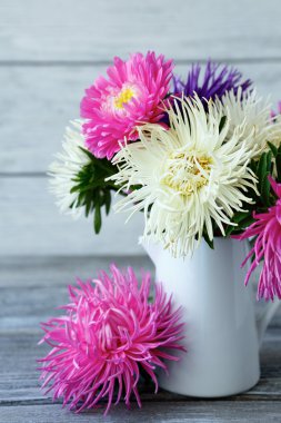 Güzel kokulu Aster bir sürahi kurullarında