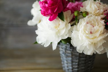 Bir vazo içinde güzel peonies