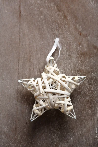 Wicker white Christmas star — Stock Photo, Image