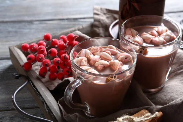 En dos tazas de cacao con malvaviscos —  Fotos de Stock