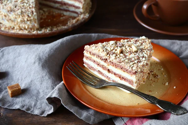 Sweet piece of cake on a plate — Stock Photo, Image