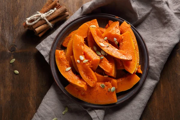 Delicious baked pumpkin on a plate — Stock Photo, Image